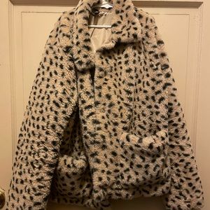 Faux Fur Leopard Print Jacket